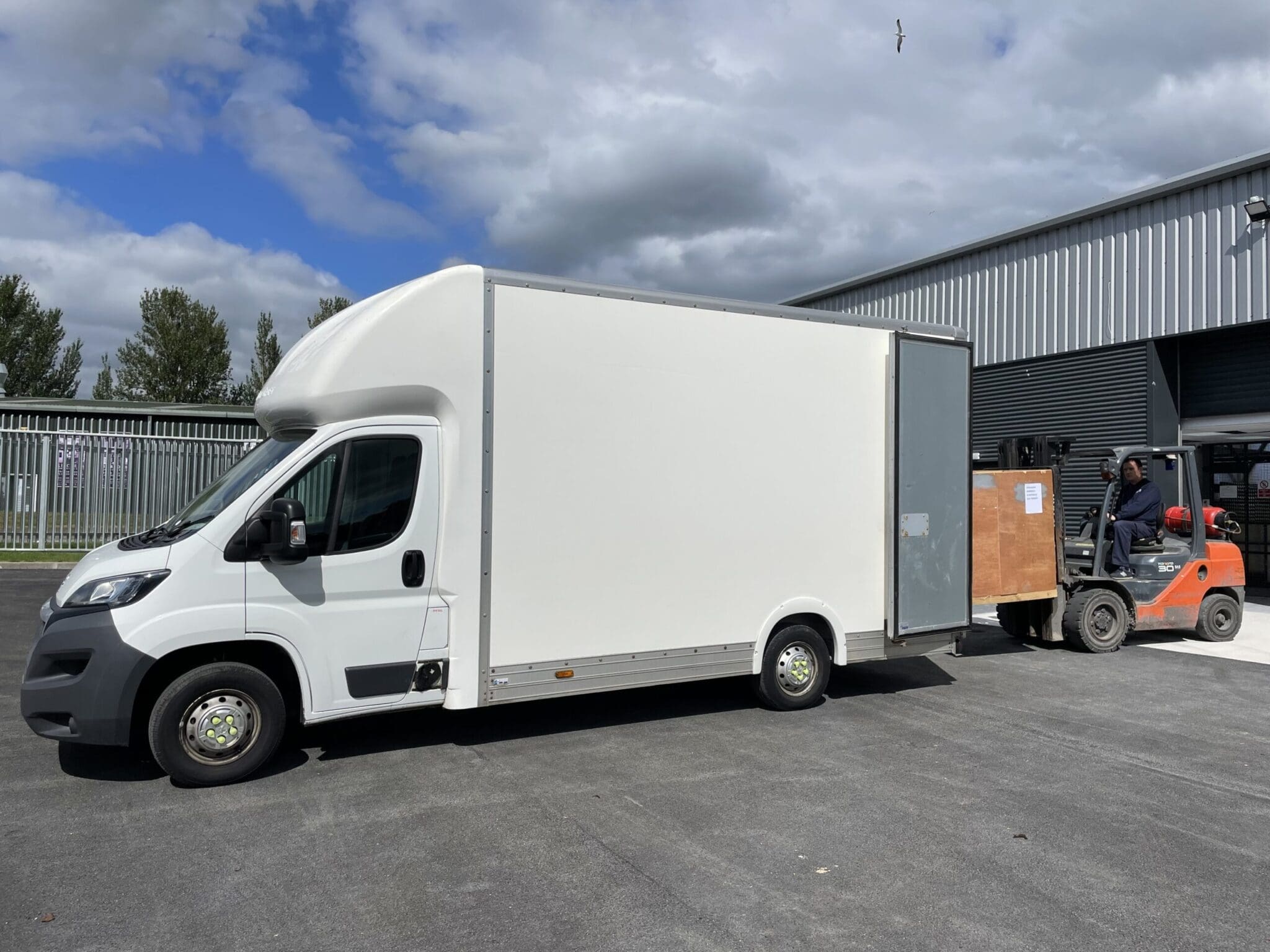 Off loading a package from a truck